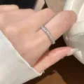 Silver geometric textured ring, delicate matte finish, stylish index finger jewelry. - Geometric Fine Drill Matte Style (JZ5388)