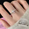 Minimalist silver open ring for women, chic ins style daily wear fashion jewelry accessory. - Gothic Cross Flower Open Rings