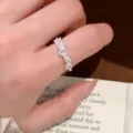 Silver geometric rhinestone ring, multi-shape zirconia open ring variant for women. - Open Adjustable / Zircon Geometric Style (JZ5527-1)