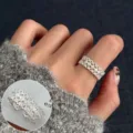 Silberner offener Gitterring für Damen, stilvoller hohler Spitzen-Fingerring für Alltag. - Breiter Gitter-Spitzen-Stil (JZ7889)