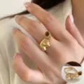 Minimalistische mat gouden olifant ring voor vrouwen, stijlvolle verstelbare sieraden. - Open Verstelbaar / Gouden Olifant Stijl (JZ5587-2)