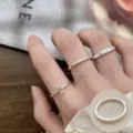 Minimalist silver rings set for women, chic open bands, trendy index finger jewelry. - Micro-Carved Butterfly Star Moon Combination Style (JZ5184)