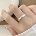Süßer minimalistischer silberner Bärenring offenes Design Mode Damen Schmuck Accessoire - Kontinuierlicher Bär Ring Stil (JZ5110)