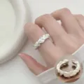 Minimalist silver rose open ring, stylish niche design jewelry for women daily wear index. - Continuous Rose Three-Dimensional Carved Style (JZ5008)