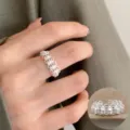 Silberner mehrschichtiger Spitzen-Geometriering, mattierter offener Ring für Damen. - Mehrschichtiger Hohler Webstil (JZ5254)