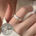 Minimalist geometric matte silver open ring for women, delicate niche index finger jewelry. - Open Adjustable / Swirl Spiral Irregular Geometric Matte Ring (JZ5575) / Silver