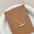 Silver dachshund dog pendant necklace minimalist style chic clavicle chain fashion jewelry - Silver Dachshund Style (XL2308)