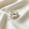 Anillo Abierto Doble Capa Mate Geometrico Plata Joyeria De Moda Mujer Diario - Estilo Aerodinámico de Doble Capa (JZ5643)