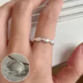 Silver geometric shell open ring elegant finger jewelry for women daily wear style - Open Adjustable / Shell Geometric Patchwork Style (JZ7047)