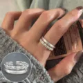 Korean style double layer twisted ring, geometric open stackable silver finger ring for women. - Open Adjustable / Twist Stacking Open Ring (JZ7879)