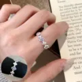 Silver clover flower geometric ring, minimalist stackable open finger ring for women. - Four-Leaf Clover Flower Brushed Style (JZ5462)