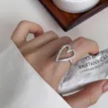 Minimalist silver irregular heart ring for women, trendy geometric open finger jewelry. - Open Adjustable / Geometric Hollow Heart Style (JZ7127)