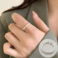 Minimalist silver open ring for women, stylish and chic finger jewelry for daily wear. - Open Adjustable / Screw Ball Wrap Style (JZ5540)