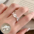 Korean style twisted open ring for women, niche design geometric zircon stackable jewelry. - Geometric Twisted Rhinestone Open Rings