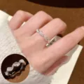 Schöner hohler Silberring für Damen, eleganter verstellbarer offener Ring, modischer Schmuck. - Reben-Wellen-Hohlstil (JZ5467)