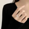 Silver ring with delicate flower pendant, stylish open ring design for women daily wear. - 3D Flower Cluster Dangle (JZ5129)
