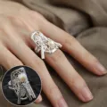 Süßer temperamentvoller hohler Silberring für Damen luxus elegante Perle offener Ring - Perlenanhänger Hohlstil (JZ7265)
