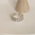Minimalist geometric open metal ring with engraved English text details for versatile stacking style. - Unisex Letter Engraved Style (JZ8300)