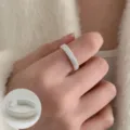 Eleganter offener Silberring mit zarter Perlenstruktur modischer minimalistischer Schmuck - Korntextur-Webstil (JZ5168)