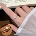 Silver four leaf clover open ring fashion elegant women index finger jewelry chic accessory gift - Four Leaf Clover Open Ring