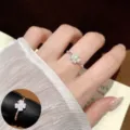 Silver four leaf clover ring for women stylish elegant adjustable open finger ring fashion jewelry - Exquisite Clover Rhinestone Open Rings