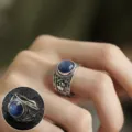 Vintage silver ring with blue stone, exquisite stackable index ring for women fashion jewelry. - Adjustable / JZ7252