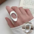 Minimalist geometric matte silver open ring fashion knuckle ring for women daily wear - Open Adjustable / Exaggerated Geometric Hollow Style (JZ5210)