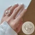 Süßes Perlen Ring für Damen, elegante mehrschichtige offene silberne Ring Schmuck. - Mehrlagiger Geometrischer Kreisförmiger Einzelne Künstliche Perle Offener Ring Stil (JZ7122)