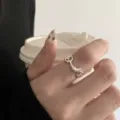 Minimalist silver geometric open ring, trendy fashion statement finger jewelry accessory. - Irregular Geometric Open (JZ5130)