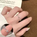 Exquisite silver heart-link open ring for women, stylish versatile geometric fashion finger jewelry. - Open Adjustable / Heart-Link Style (JZ5472)