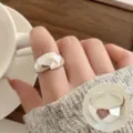 Silver Irregular Wide Open Ring Fashion Geometric Metal Finger Jewelry Accessory Variant - Irregular Faceted Polished Style (JZ7960) / Open Adjustable