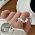Trendy women irregular geometric silver ring open adjustable ins style finger jewelry - JZ5019