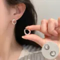 Minimalist silver hoop earrings for women, chic small circle design everyday fashion jewelry. - Silver Simple Ear Buckle (ED2607)