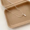 Silver double layer necklace variant, stylish metallic chain with delicate pendant accessory. - Double Layer Silver Pendant Style (XL2306)