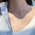 Minimalist silver-tone puffy heart pendant necklace on fine chain, stylish clavicle jewelry. - 3D Heart Pendant Fine Snake Chain Necklace (XL1171-2)