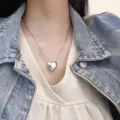 Silver heart pendant necklace dainty clavicle chain fashion jewelry for women chic minimalist style - Classic Heart Pendant Fine Snake Chain (XL1171-1)