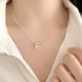 Silver dachshund pendant clavicle chain, minimalist elegant fashion neck chain variant. - Delicate Pendant Regular Silver Necklace (XL2244)