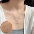 Silver color wave chain necklace with a sleek teardrop pendant for women daily chic minimalist style. - Wave Chain Waterdrop Necklace (XL2155)