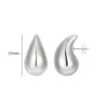 Silver chunky teardrop earrings minimalist smooth metal stud earrings for women 25mm stylish - 25mm / Silver Waterdrop Style (ED2170-1)