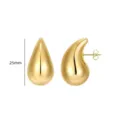 Gold teardrop stud earrings for women, minimalist polished metallic water drop fashion jewelry. - 25mm / Gold Waterdrop Style (ED2170-2)