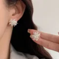 Silver firework flower earrings, delicate sparkling cluster stud earrings for daily stylish women. - Silver Firework Style (ED2458)