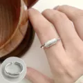 Silver minimalist geometric wrap open ring for women, stylish stackable finger jewelry accessory. - Adjustable Open Size / Geometric Line Knot Wrap Style (JZ7941)