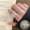 Anillo de plata geométrico multicapa estilo coreano, diseño abierto para dedo índice. - Abierto Ajustable / Estilo Abierto Geométrico Zigzag (JZ5505)