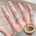 Anillo abierto de plata cepillado vintage joya moda minimalista ajustable mujer - Abierto Ajustable / Estilo Plata JZ5004