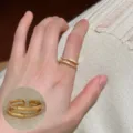 Minimalist geometric brushed ring for women, crossed irregular open design for daily fashion. - Gold Geometric Interlaced Brushed Open Rings