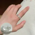 Minimalist geometric brushed open ring for women, irregular interlocking fashion indie jewelry. - JZ5531