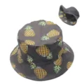 Sombrero de pescador reversible para verano, sombrero de sol informal con estampado de piña. - Talla única / Negro Piña