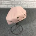 Pink wool beret hat with metal rings, stylish punk painter cap for women, autumn winter warm cap - M (56-58cm) / Pink