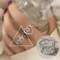 Silver hollow heart open ring, minimalist geometric fashion finger jewelry for modern women. - Silver Heart Rotating Lace Hollow Style (JZ7554)