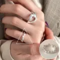 Set de anillo abierto de plata, diseño apilable versátil, joyería elegante para los dedos. - Abierto Ajustable / Estilo de Nudo Cruzado (JZ7310)
